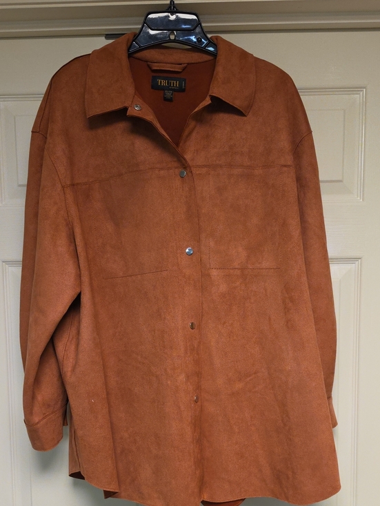 Truth Jackets & Blazers - TRUTH Faux Suede Button-Front Jacket in Rust Brown